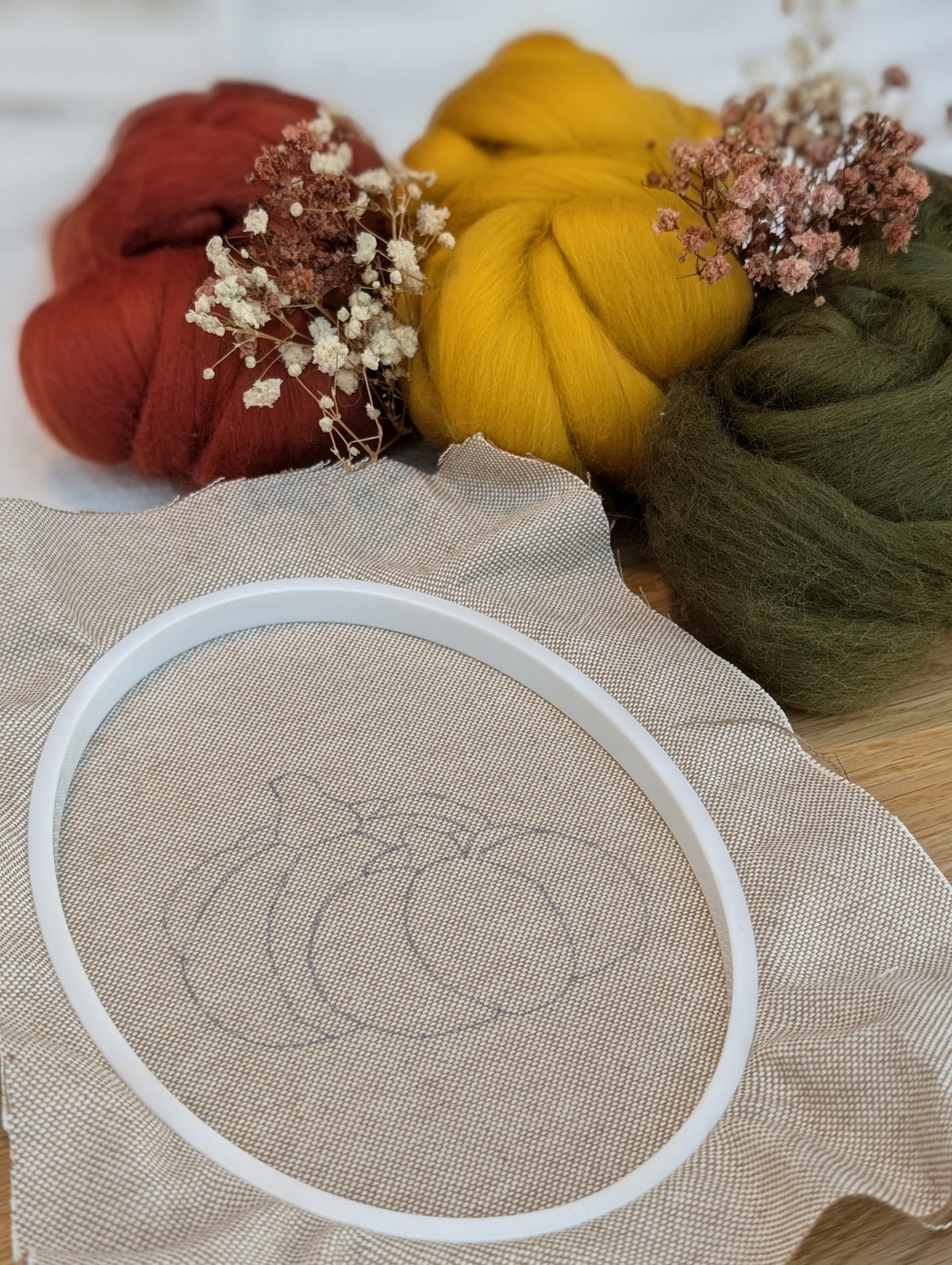 Refill-DIY-Kit Stickrahmen „Herbstkürbis“ zum Filzen
