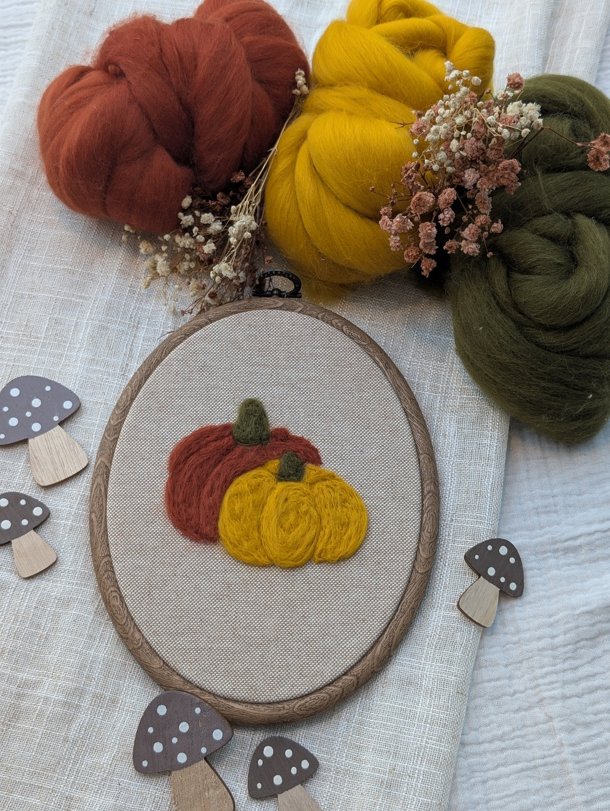 Refill-DIY-Kit Stickrahmen „Herbstkürbis“ zum Filzen