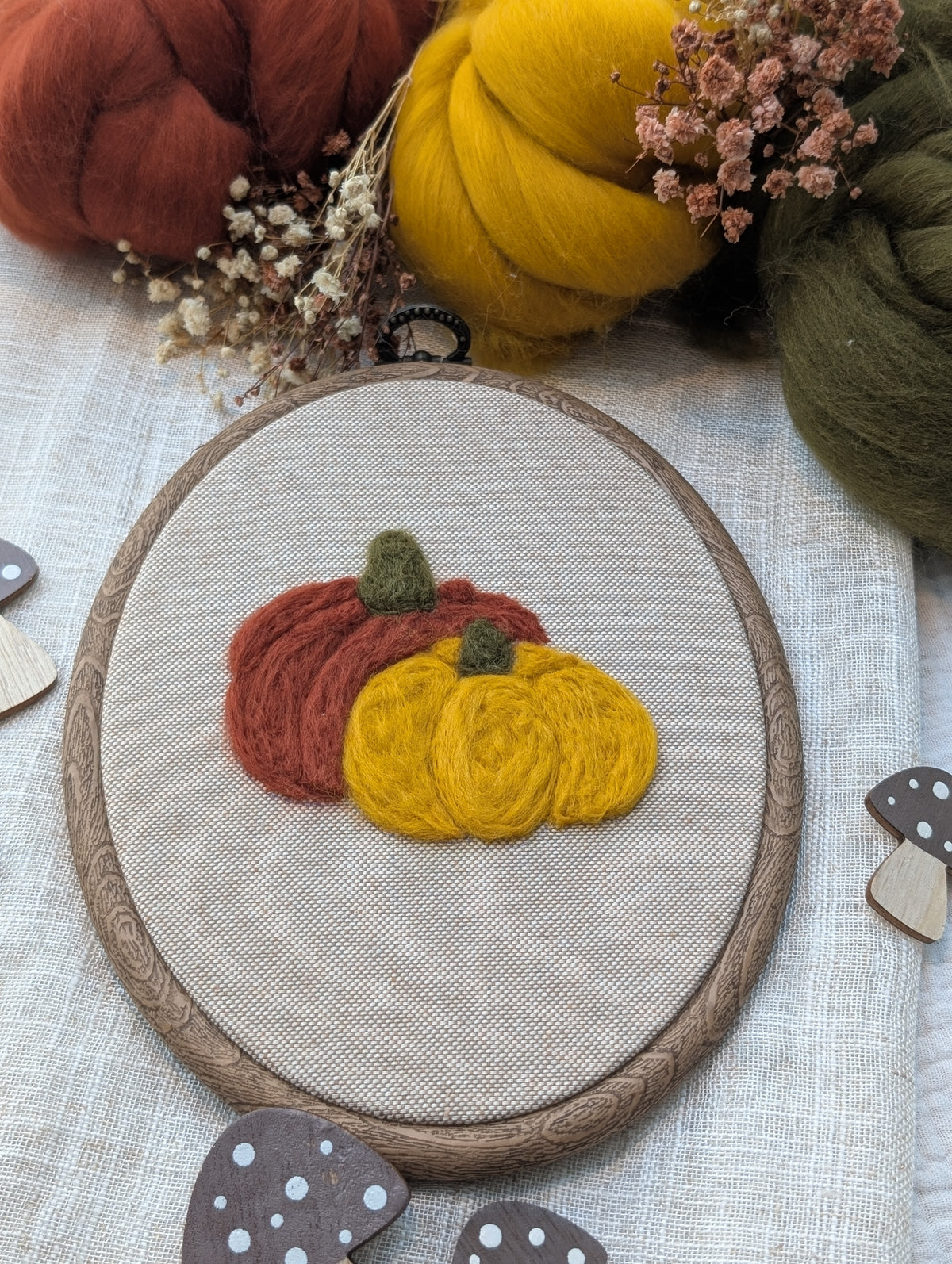 Refill-DIY-Kit Stickrahmen „Herbstkürbis“ zum Filzen