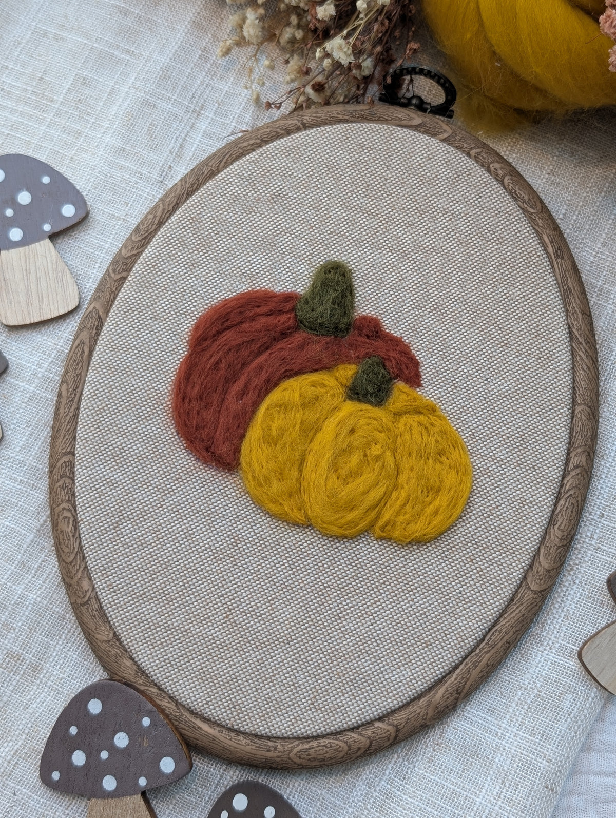 Refill-DIY-Kit Stickrahmen „Herbstkürbis“ zum Filzen