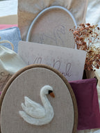 DIY-Kit Stickrahmen „Stella Schwan“ zum Filzen – Personalisierbar