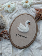 DIY-Kit Stickrahmen „Stella Schwan“ zum Filzen – Personalisierbar