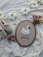 DIY-Kit Stickrahmen „Stella Schwan“ zum Filzen – Personalisierbar
